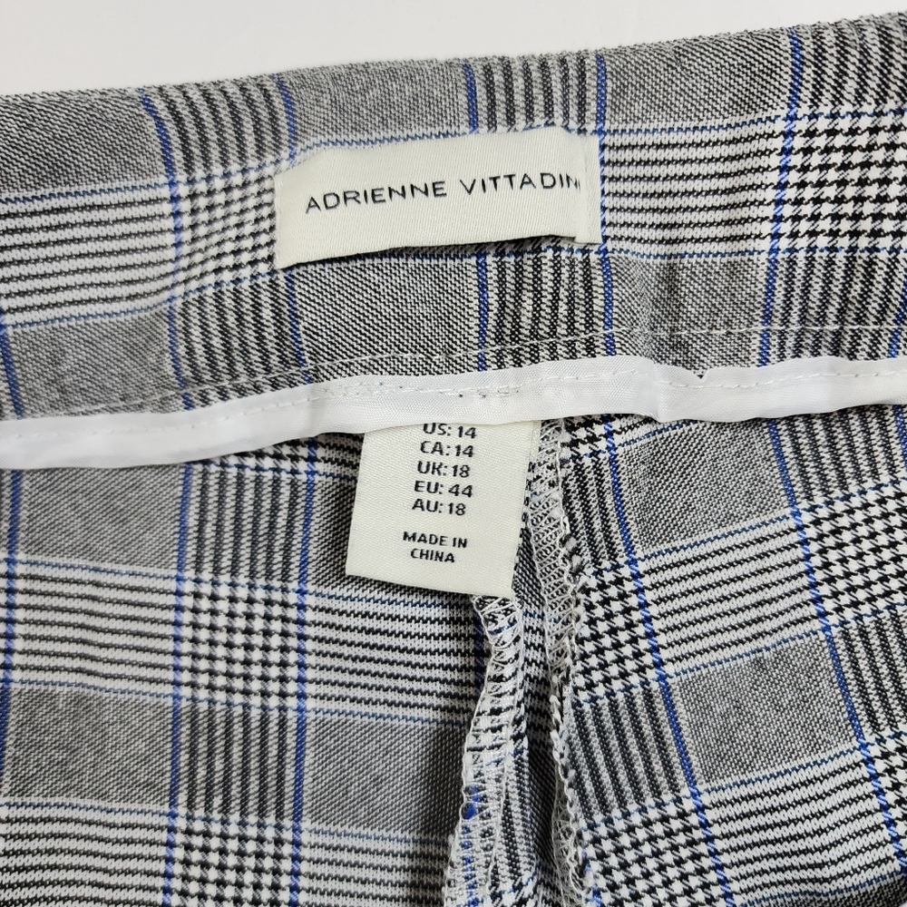 Adrienne Vittadini Gray Plaid Straight Leg Slack Office Workwear Pants Size 14 - Picture 3 of 14